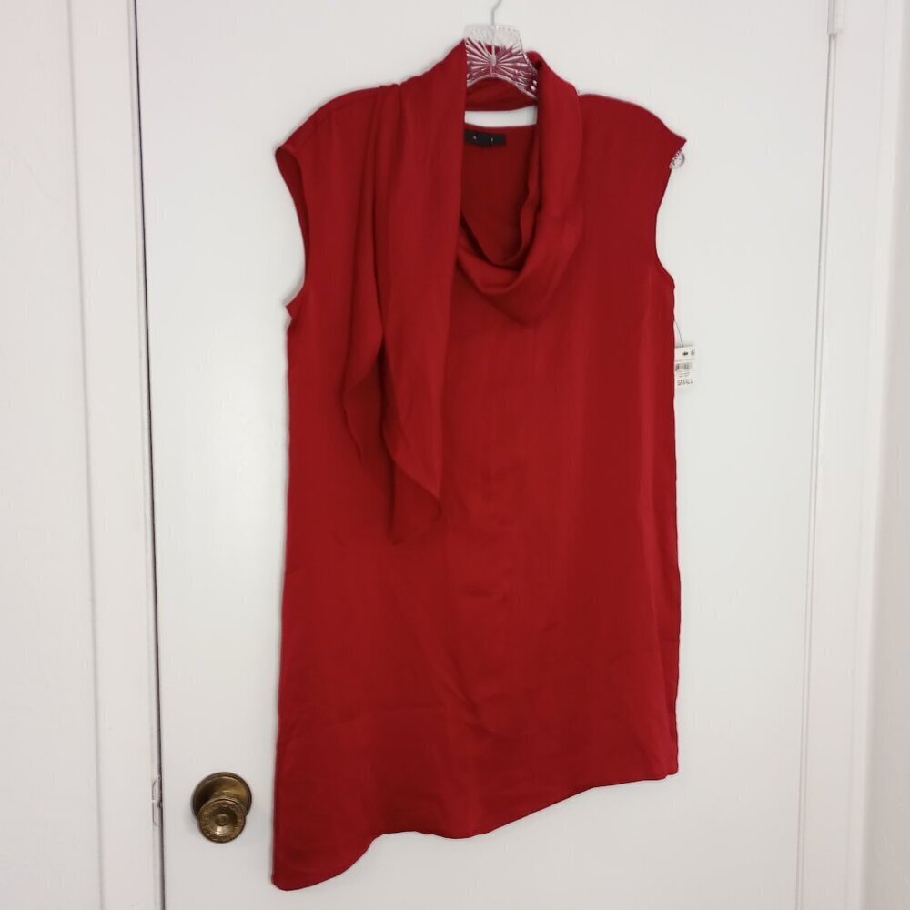 Alfani Red Romantic Holiday Sleeveless Tunic Top